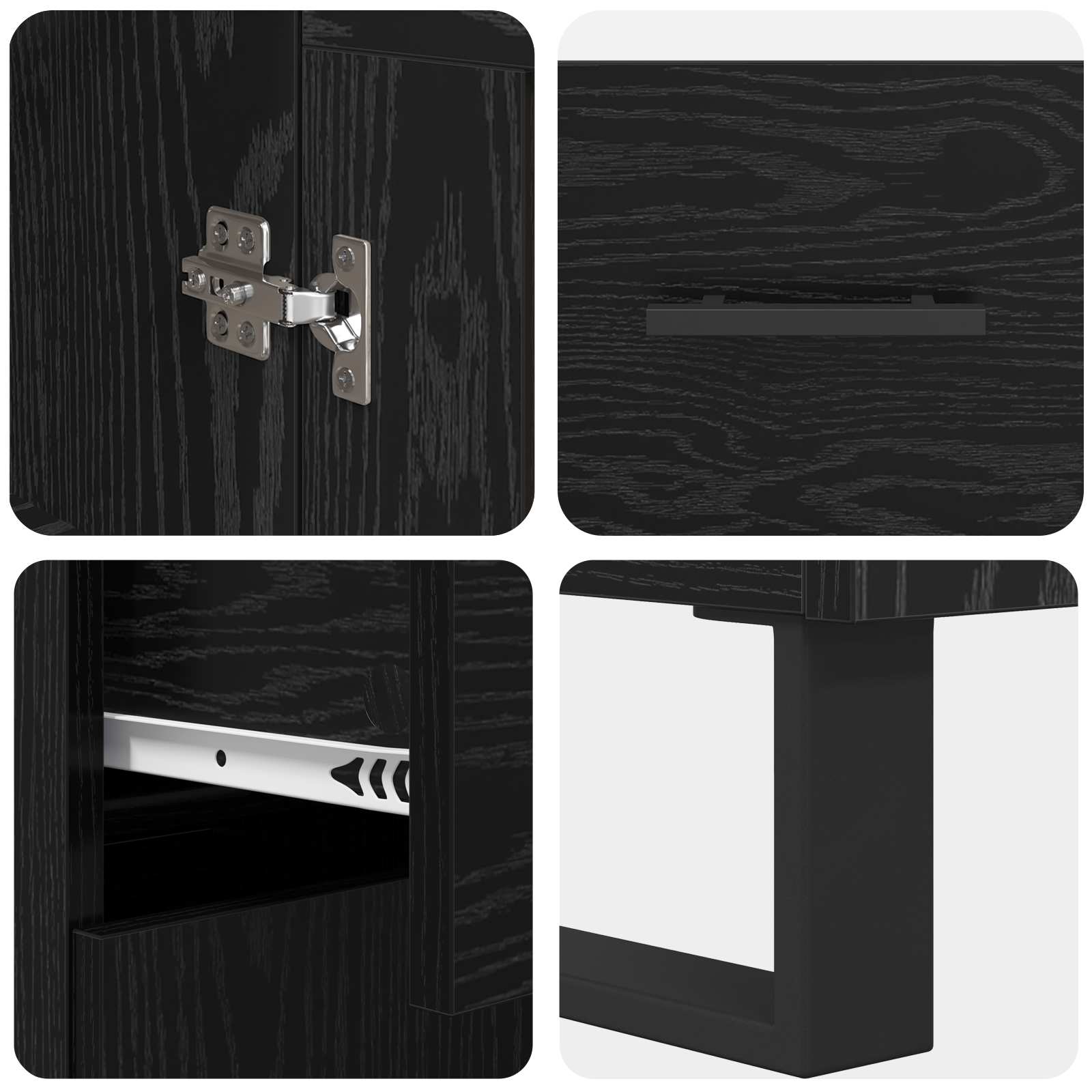 Highboard με συρτάρι 2 pcs Μαύρη Οξυά Σύνθετο Ξύλο και Γυαλί