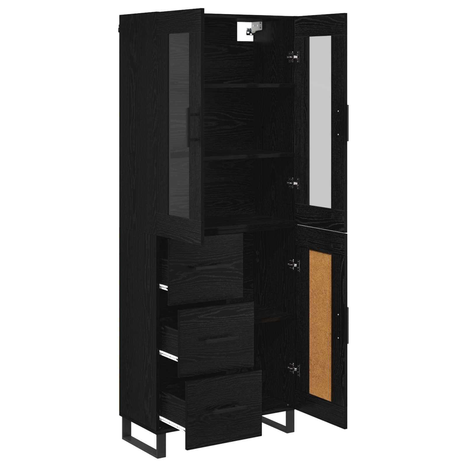 Highboard με συρτάρι 2 pcs Μαύρη Οξυά Σύνθετο Ξύλο και Γυαλί