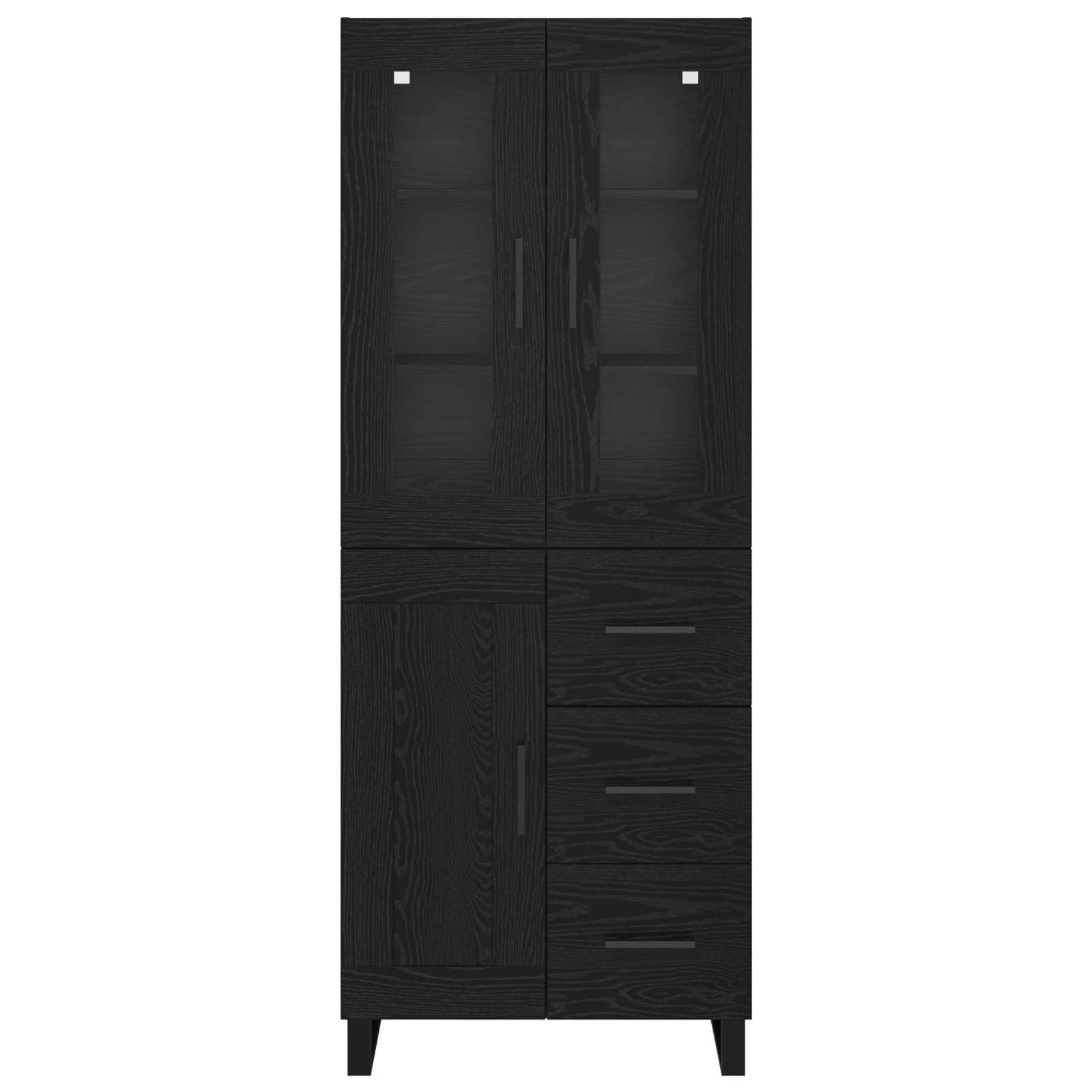 Highboard με συρτάρι 2 pcs Μαύρη Οξυά Σύνθετο Ξύλο και Γυαλί