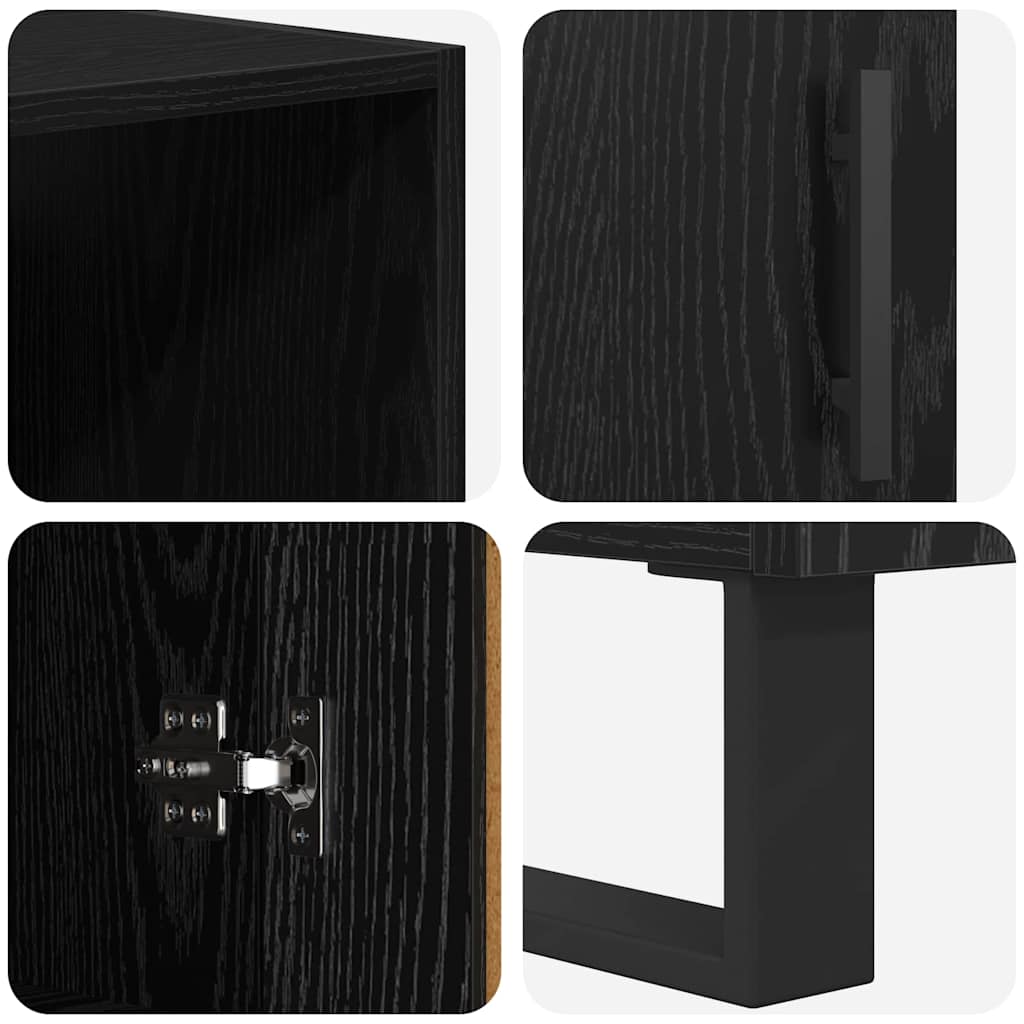 Highboard με συρτάρι 2 pcs Μαύρη Οξυά Επεξεργασμένο ξύλο