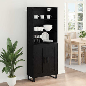 Highboard 2 τμχ. Μαύρη Οξυά 69,5 x 34 x 180 εκ.
