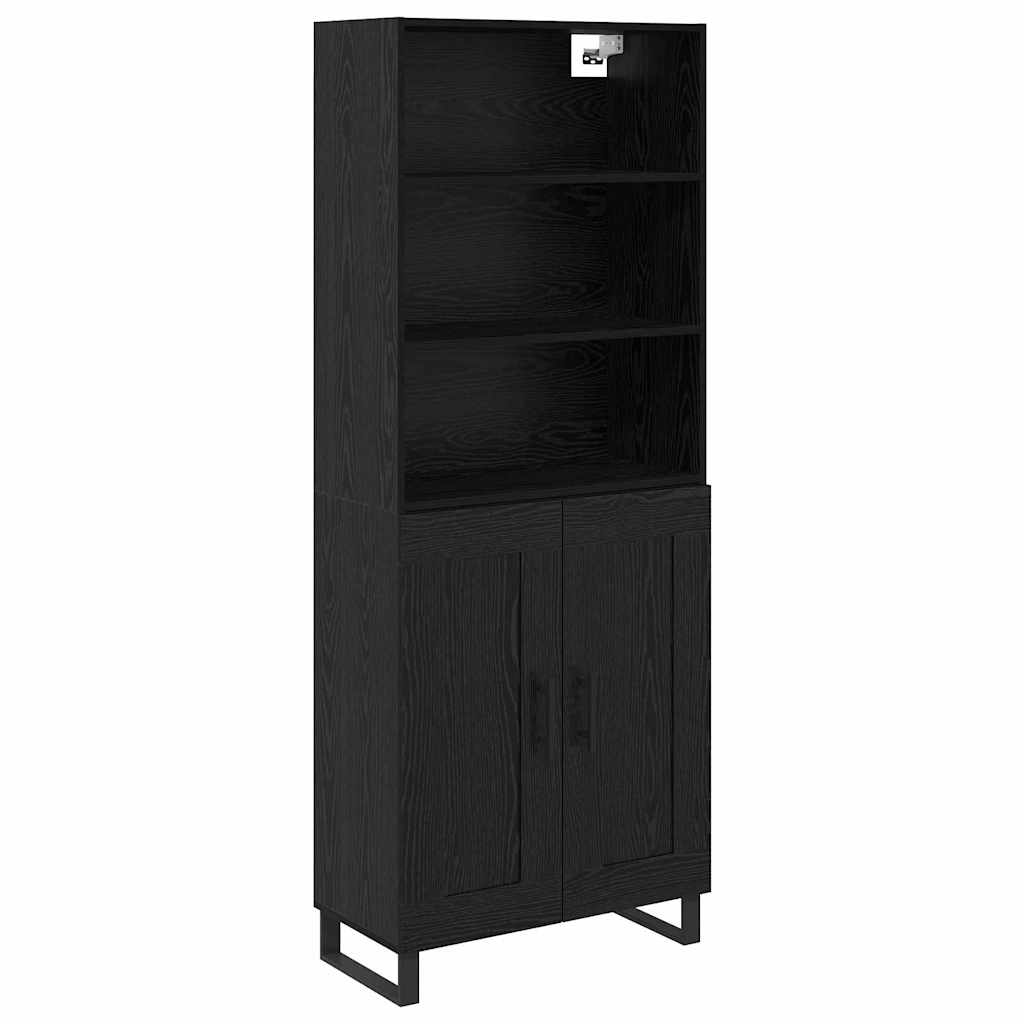 Highboard με συρτάρι 2 pcs Μαύρη Οξυά Επεξεργασμένο ξύλο