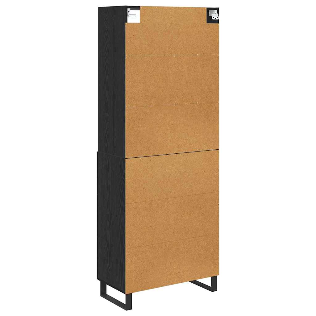 Highboard με συρτάρι 2 pcs Μαύρη Οξυά Επεξεργασμένο ξύλο