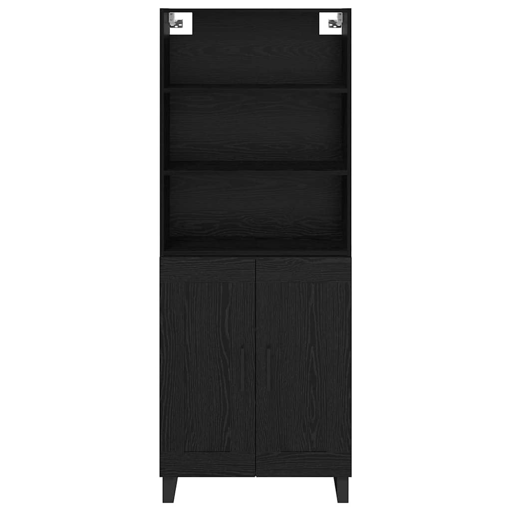 Highboard με συρτάρι 2 pcs Μαύρη Οξυά Επεξεργασμένο ξύλο