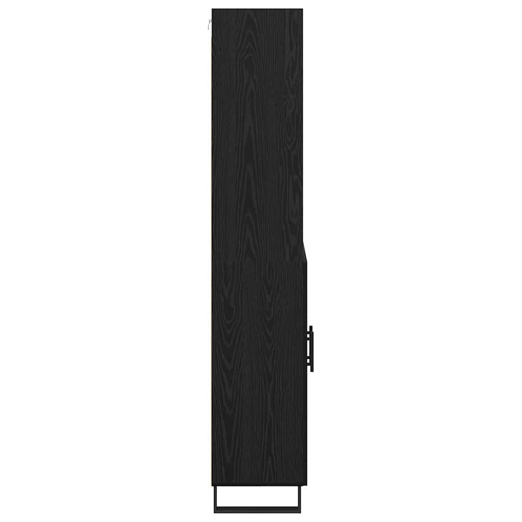 Highboard με συρτάρι 2 pcs Μαύρη Οξυά Επεξεργασμένο ξύλο