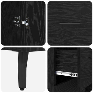 Highboard με συρτάρι 2 pcs Μαύρη δρυς Σύνθετο Ξύλο και Γυαλί - Pakobazaar