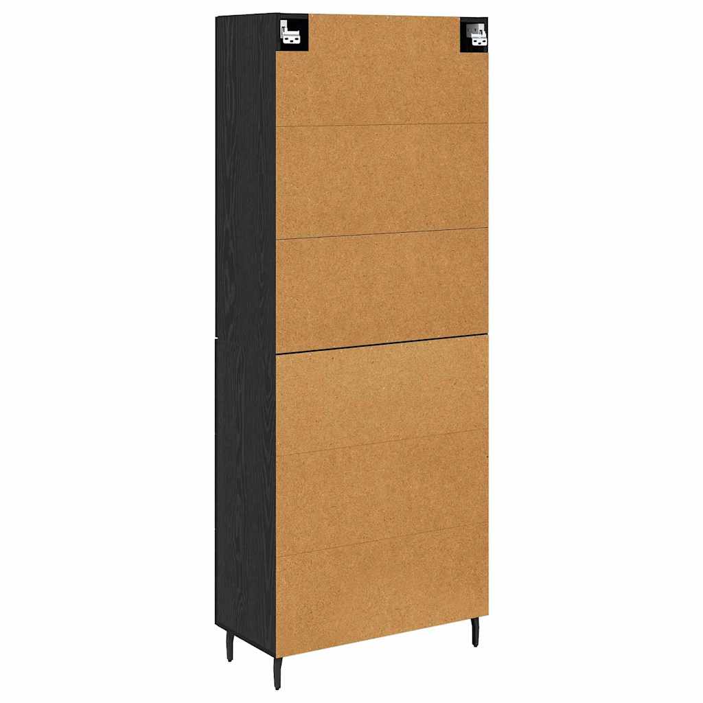 Highboard με συρτάρι 2 pcs Μαύρη δρυς Σύνθετο Ξύλο και Γυαλί - Pakobazaar