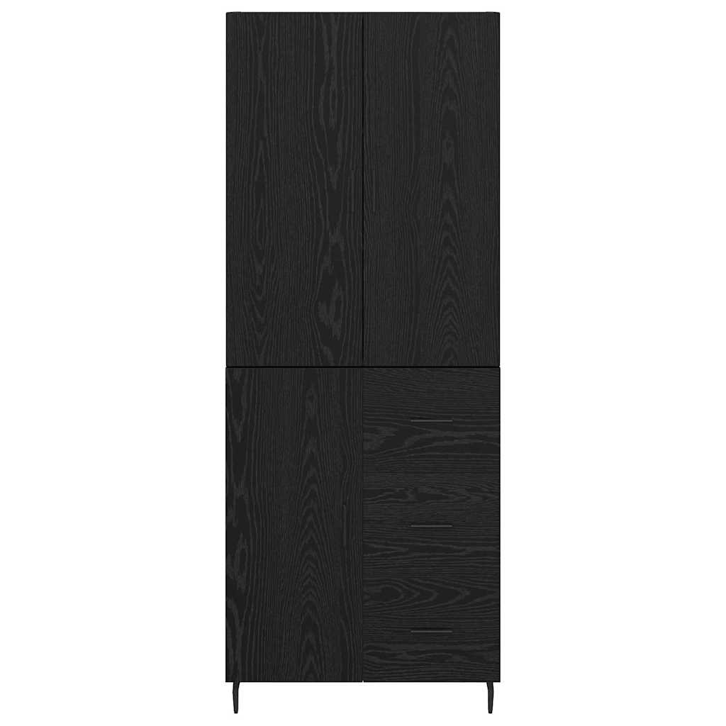 Highboard με συρτάρι 2 pcs Μαύρη δρυς Σύνθετο Ξύλο και Γυαλί - Pakobazaar