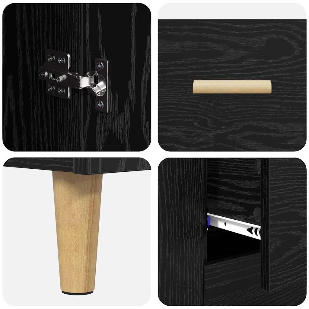 Highboard Μαύρη Οξυά 34,5 x 34 x 180 εκ. Επεξεργασμένο ξύλο