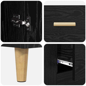 Highboard Μαύρη Οξυά 34,5 x 34 x 180 εκ. Επεξεργασμένο Ξύλο