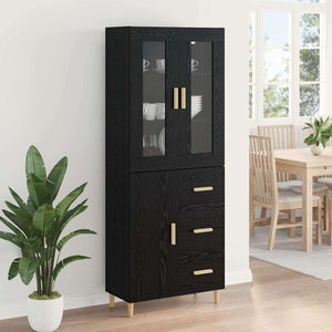 Highboard Μαύρη Οξυά 34,5 x 34 x 180 εκ. Επεξεργασμένο Ξύλο