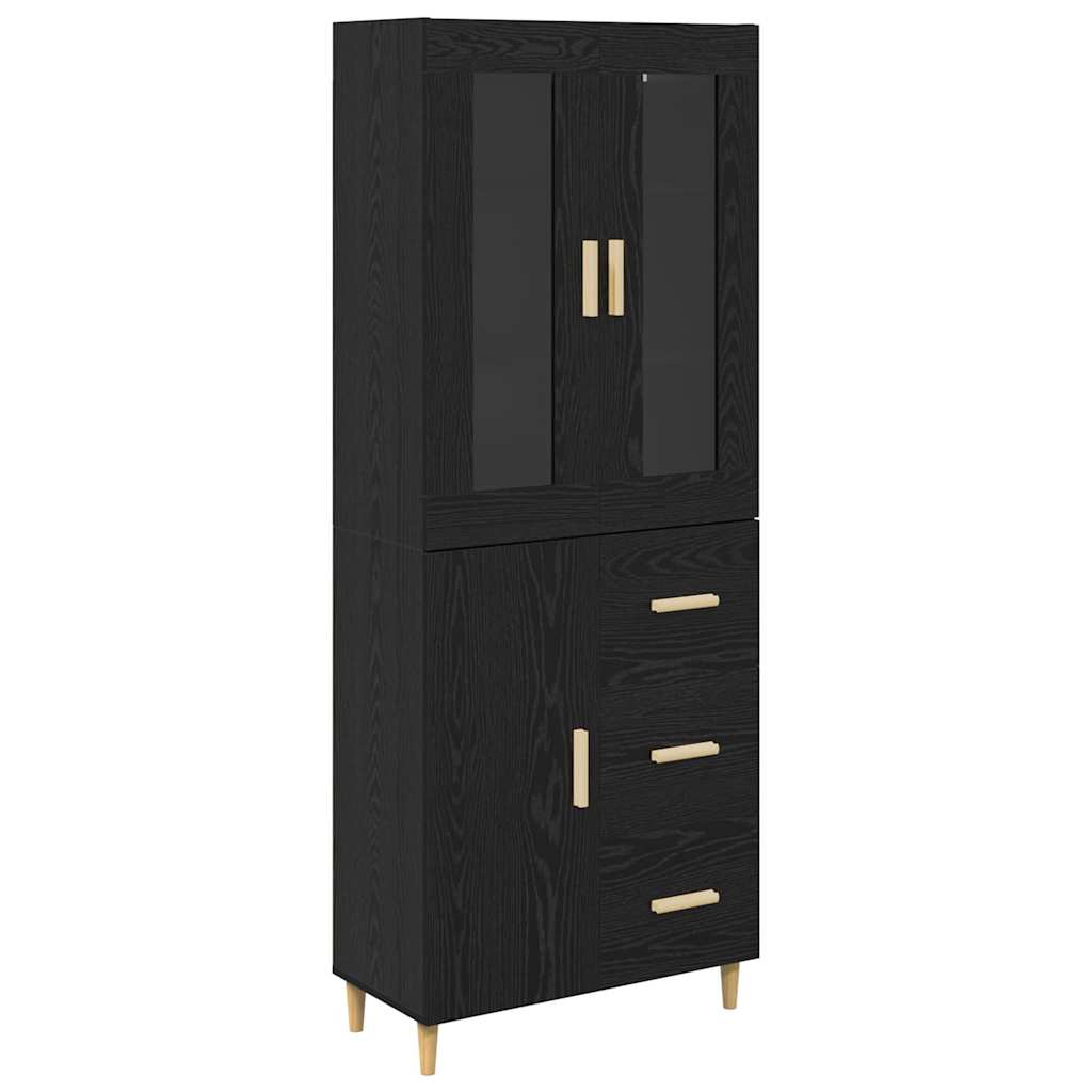 Highboard Μαύρη Οξυά 34,5 x 34 x 180 εκ. Επεξεργασμένο ξύλο