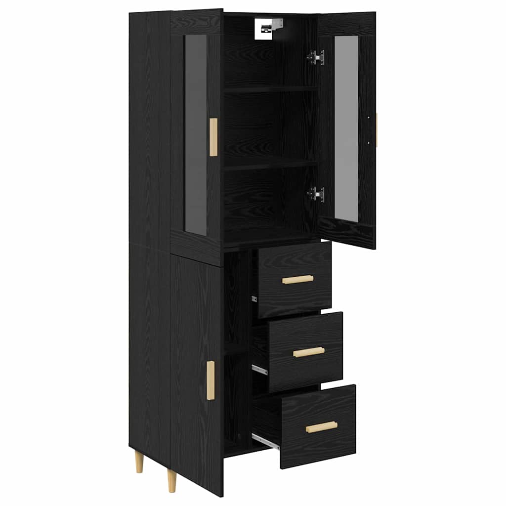 Highboard Μαύρη Οξυά 34,5 x 34 x 180 εκ. Επεξεργασμένο ξύλο