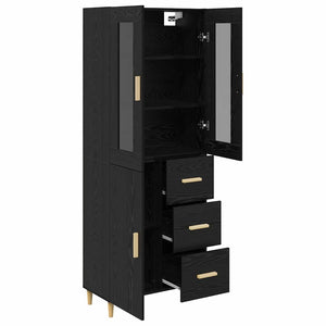 Highboard Μαύρη Οξυά 34,5 x 34 x 180 εκ. Επεξεργασμένο Ξύλο