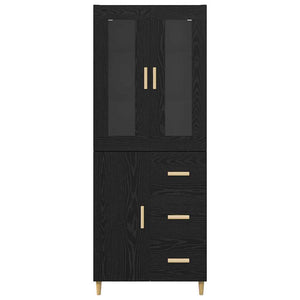 Highboard Μαύρη Οξυά 34,5 x 34 x 180 εκ. Επεξεργασμένο Ξύλο