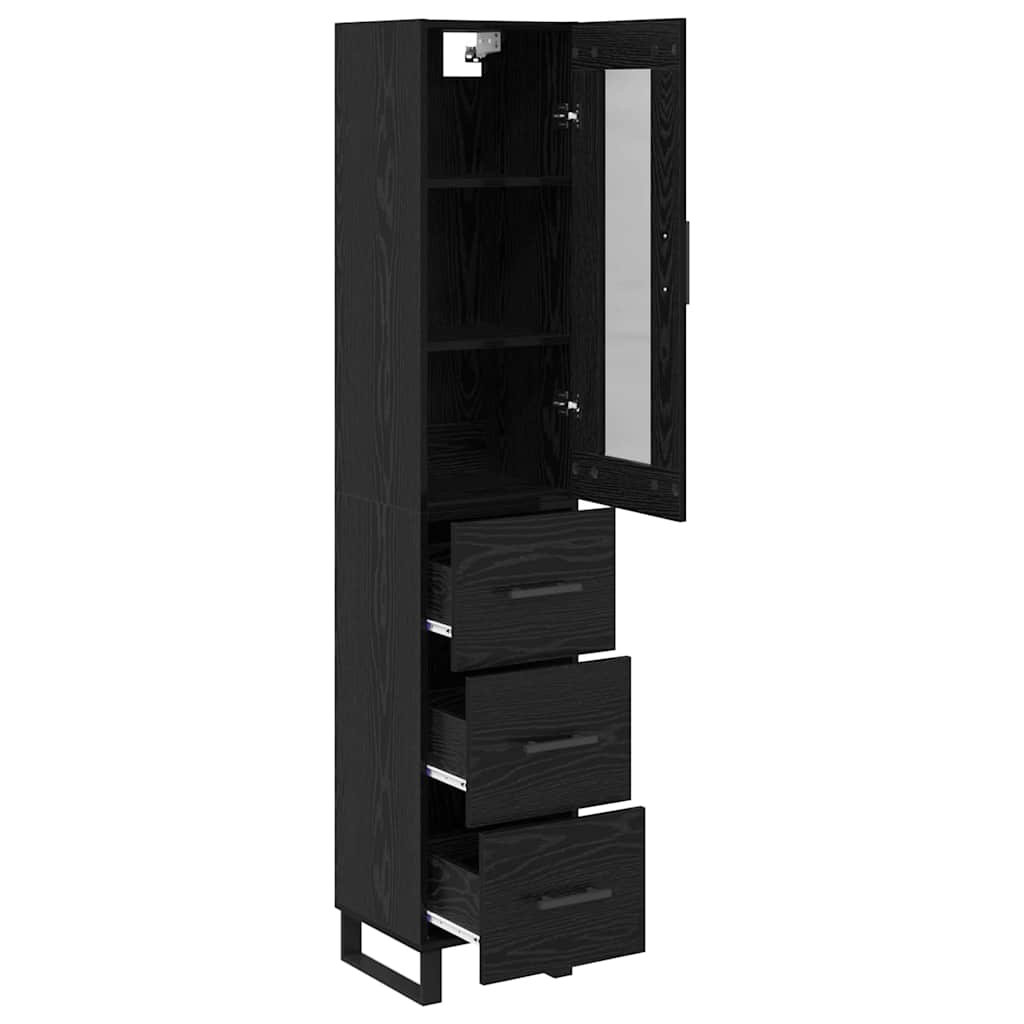 Highboard Μαύρη Οξυά 34,5 x 34 x 180 εκ. Επεξεργασμένο ξύλο