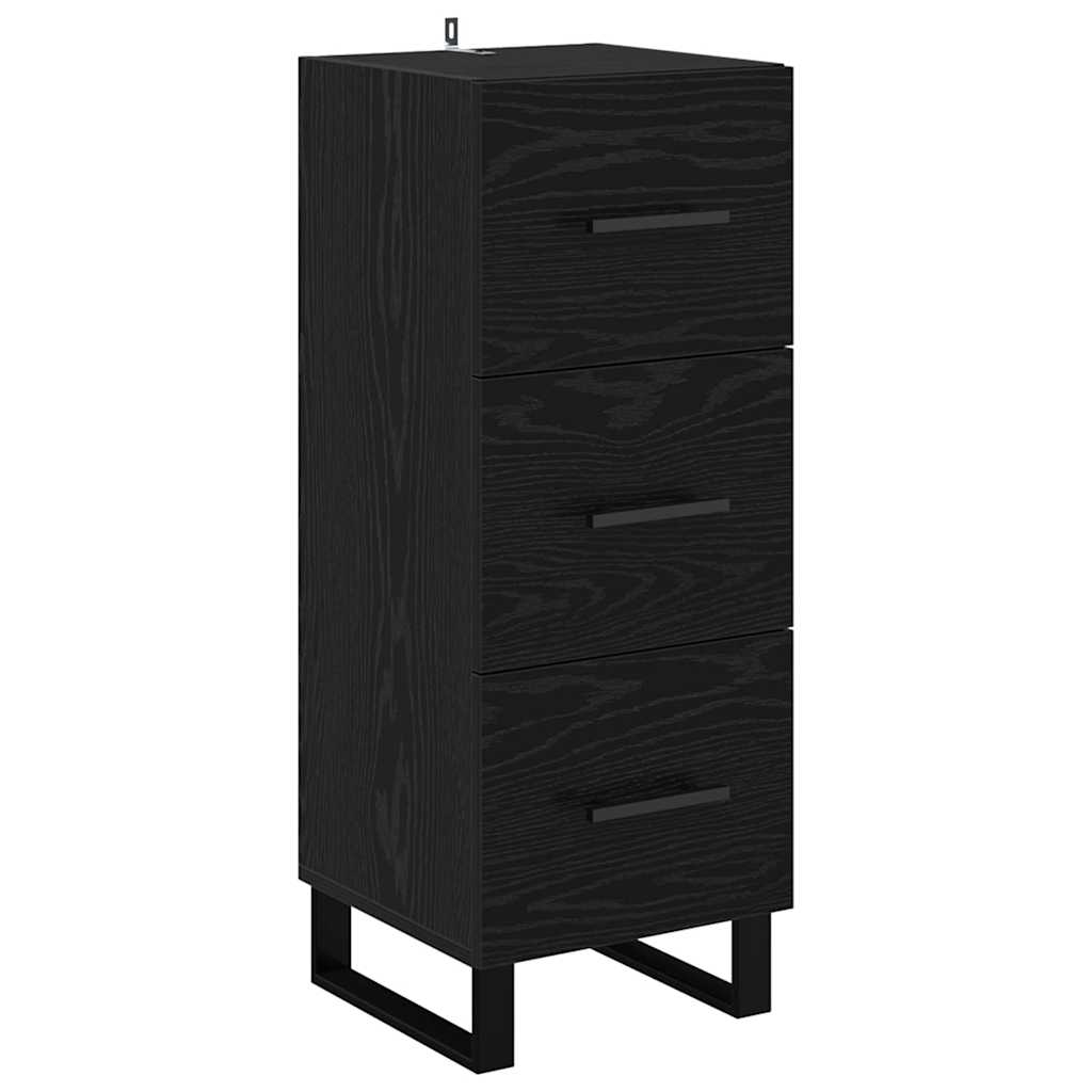 Highboard Μαύρη Οξυά 34,5 x 34 x 180 εκ. Επεξεργασμένο ξύλο