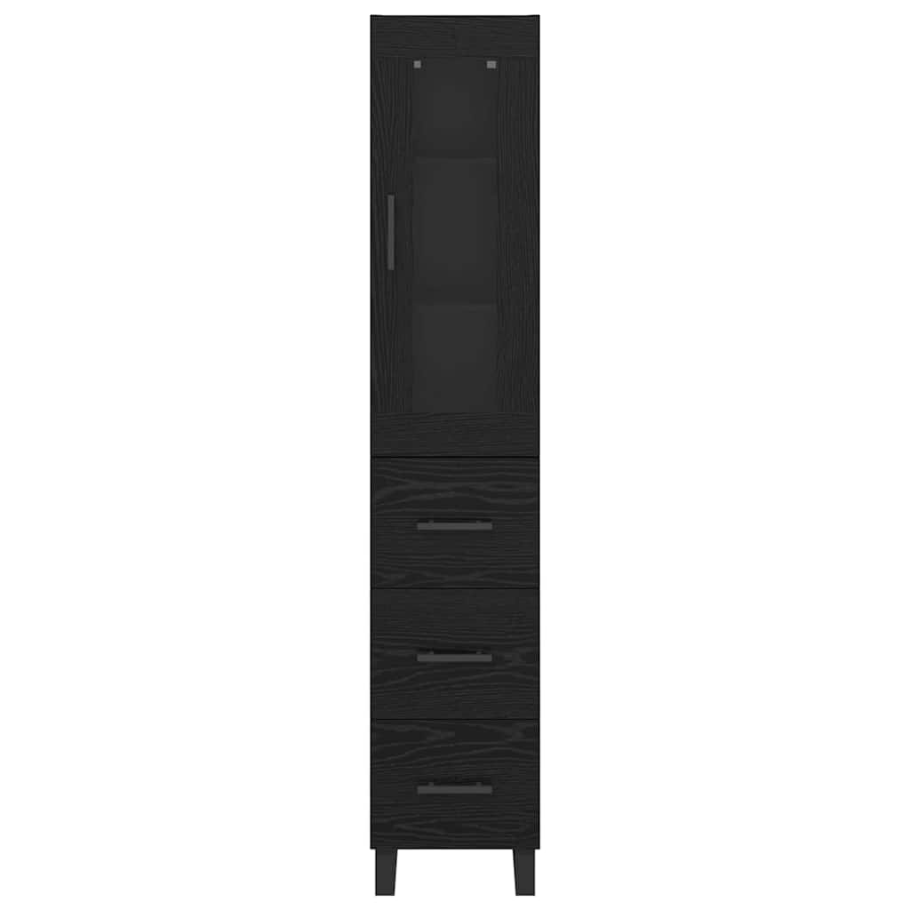 Highboard Μαύρη Οξυά 34,5 x 34 x 180 εκ. Επεξεργασμένο ξύλο