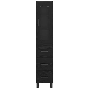 Highboard Μαύρη Οξυά 34,5 x 34 x 180 εκ. Επεξεργασμένο Ξύλο