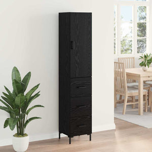 Highboard Μαύρη Οξυά 34,5 x 34 x 180 εκ. Επεξεργασμένο Ξύλο
