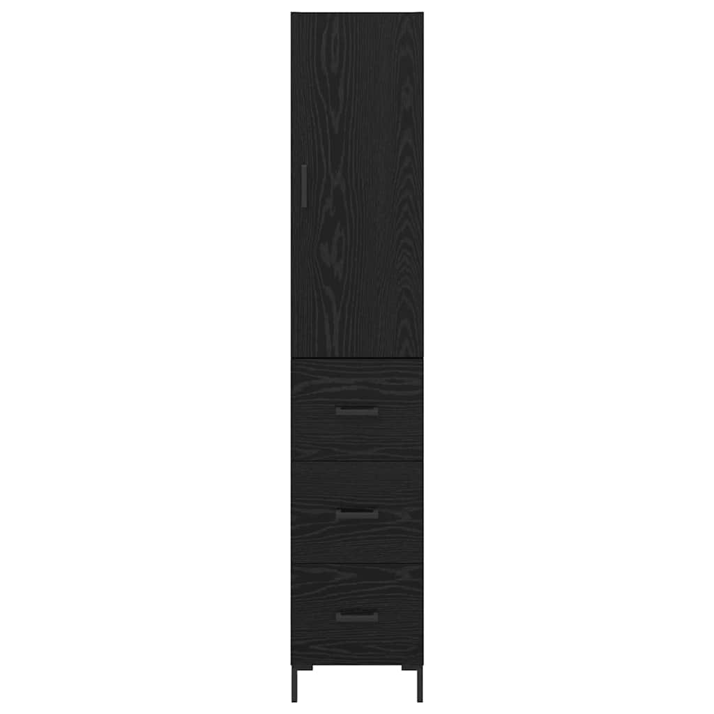 Highboard Μαύρη Οξυά 34,5 x 34 x 180 εκ. Επεξεργασμένο ξύλο
