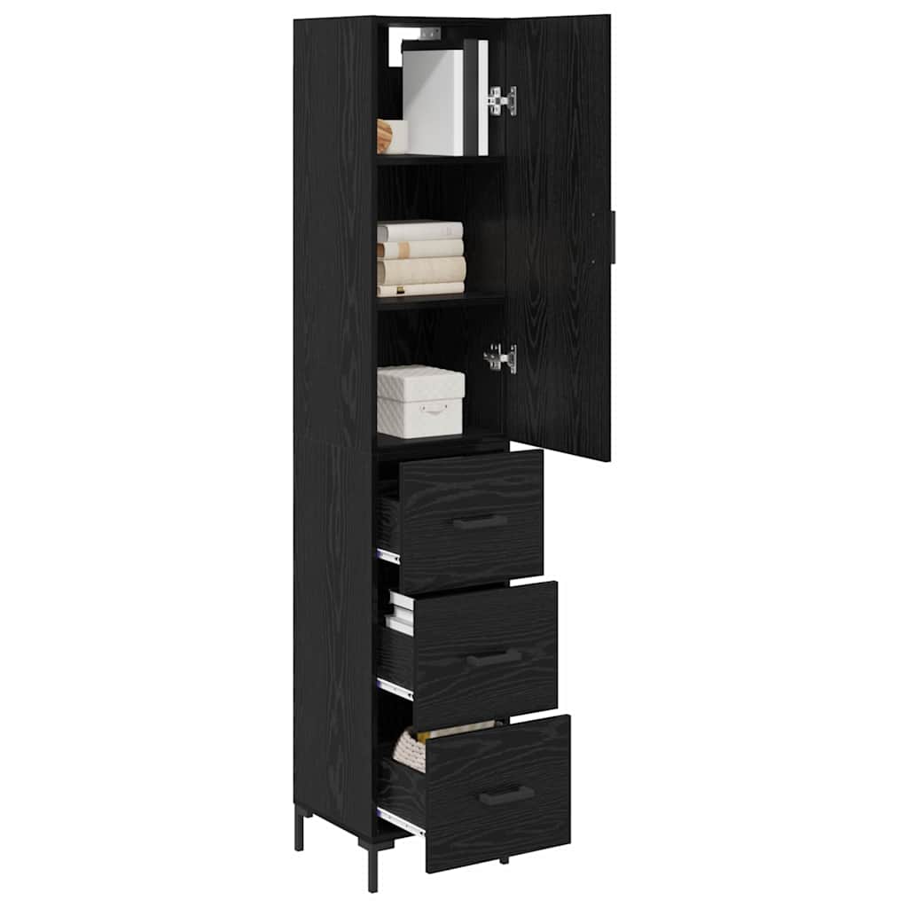 Highboard Μαύρη Οξυά 34,5 x 34 x 180 εκ. Επεξεργασμένο ξύλο