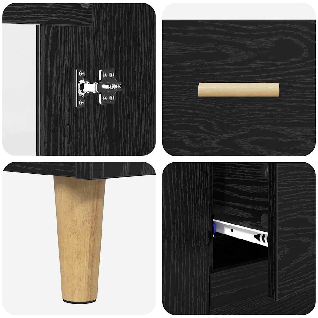 Highboard Μαύρη Οξυά 69,5 x 34 x 180 εκ. Σύνθετο Ξύλο και Γυαλί - Pakobazaar