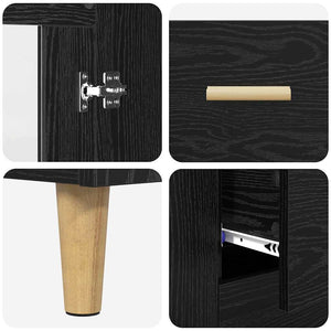 Highboard Μαύρη Οξυά 69,5 x 34 x 180 εκ. Σύνθετο Ξύλο και Γυαλί - Pakobazaar