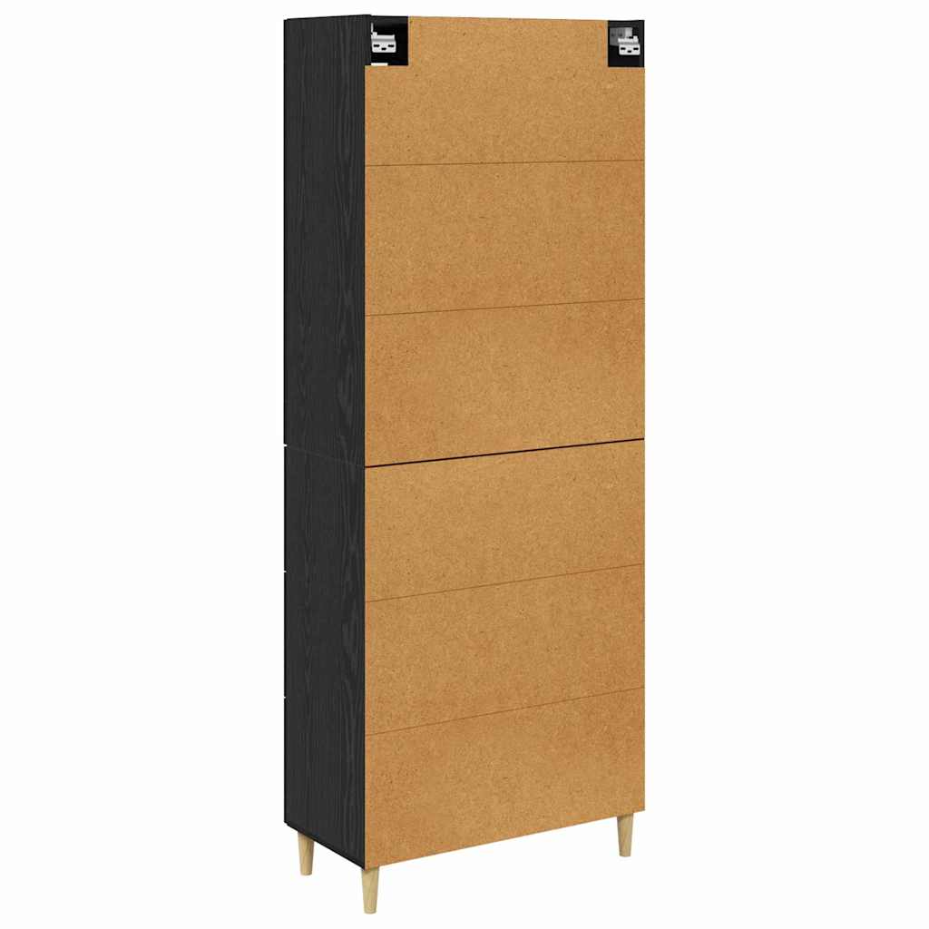 Highboard Μαύρη Οξυά 69,5 x 34 x 180 εκ. Σύνθετο Ξύλο και Γυαλί - Pakobazaar