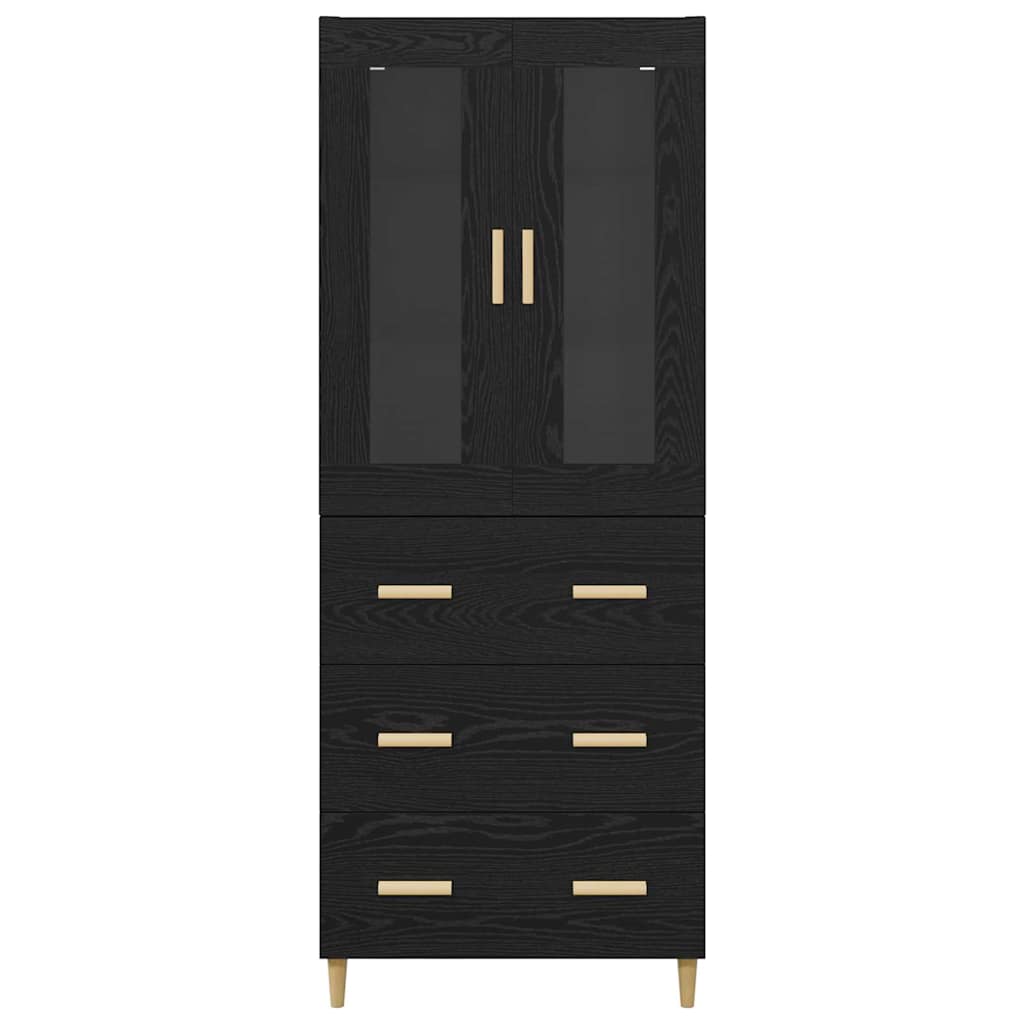 Highboard Μαύρη Οξυά 69,5 x 34 x 180 εκ. Σύνθετο Ξύλο και Γυαλί - Pakobazaar