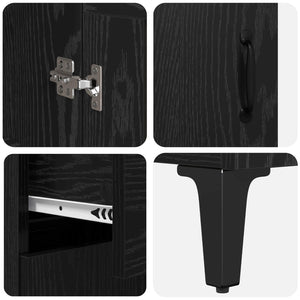 Highboard Μαύρη Οξυά 69,5 x 34 x 180 εκ. Επεξεργασμένο Ξύλο