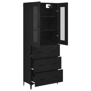 Highboard Μαύρη Οξυά 69,5 x 34 x 180 εκ. Επεξεργασμένο Ξύλο