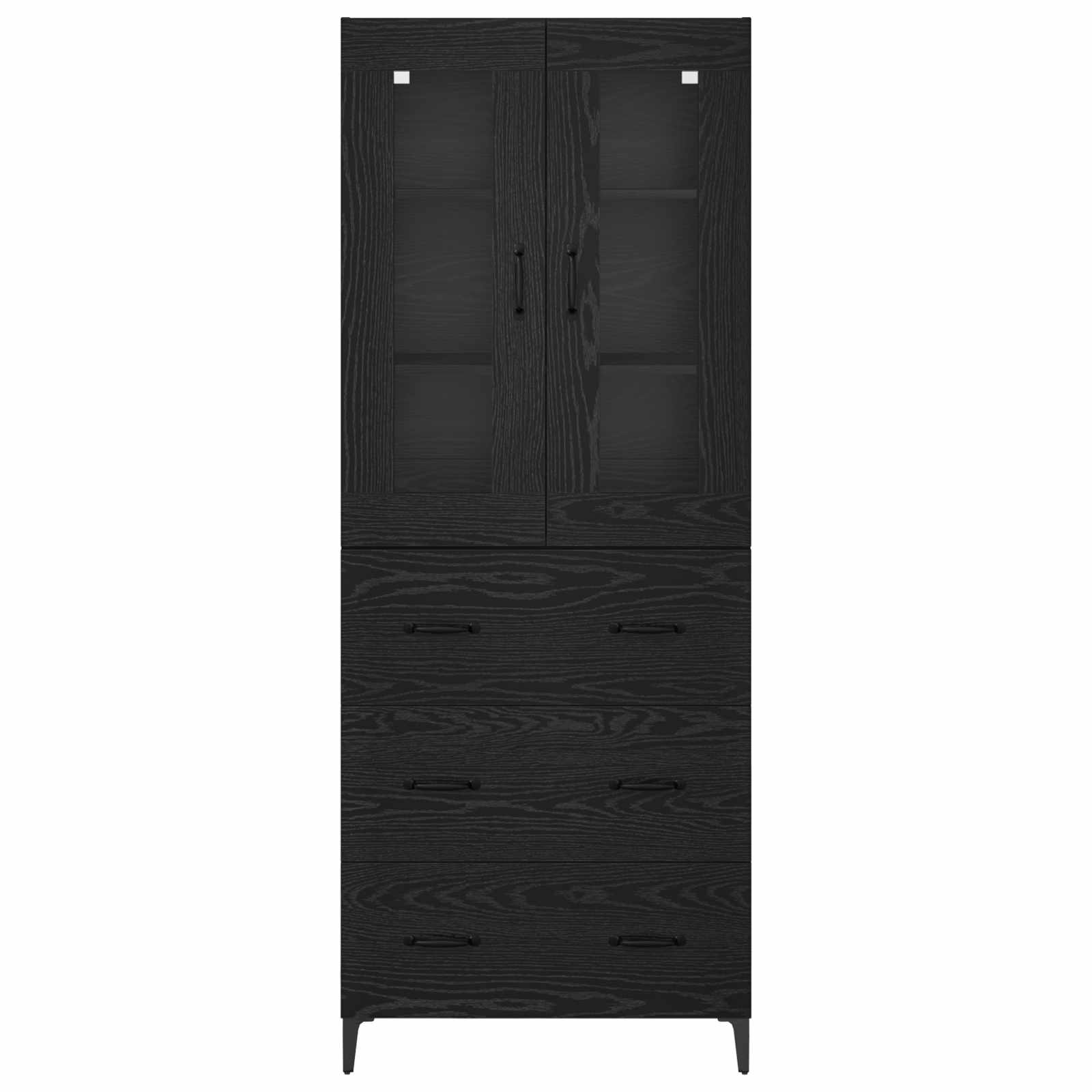 Highboard Μαύρη Οξυά 69,5 x 34 x 180 εκ. Επεξεργασμένο ξύλο