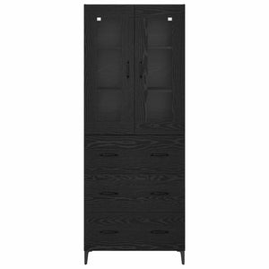 Highboard Μαύρη Οξυά 69,5 x 34 x 180 εκ. Επεξεργασμένο Ξύλο