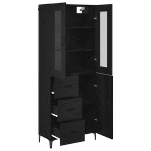 Highboard Μαύρη Οξυά 69,5 x 34 x 180 εκ. Επεξεργασμένο Ξύλο