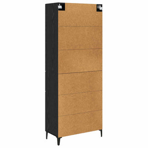 Highboard Μαύρη Οξυά 69,5 x 34 x 180 εκ. Επεξεργασμένο Ξύλο