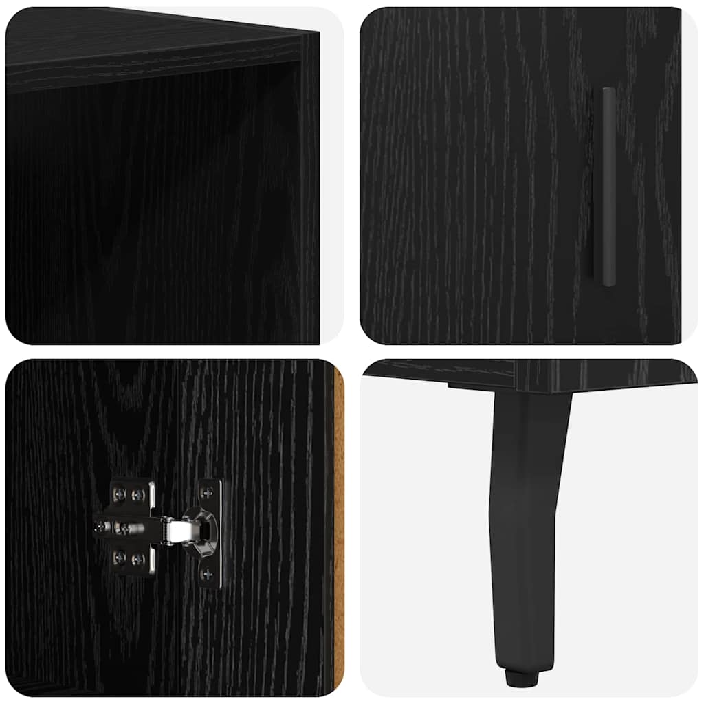 Highboard Μαύρη Οξυά 69,5 x 34 x 180 εκ. Σύνθετο Ξύλο και Γυαλί