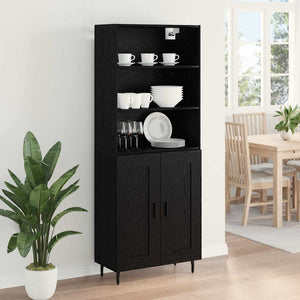 Highboard 2 τμχ. Μαύρη Οξυά 69,5 x 34 x 180 εκ.