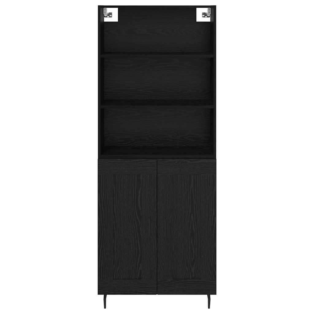 Highboard Μαύρη Οξυά 69,5 x 34 x 180 εκ. Σύνθετο Ξύλο και Γυαλί