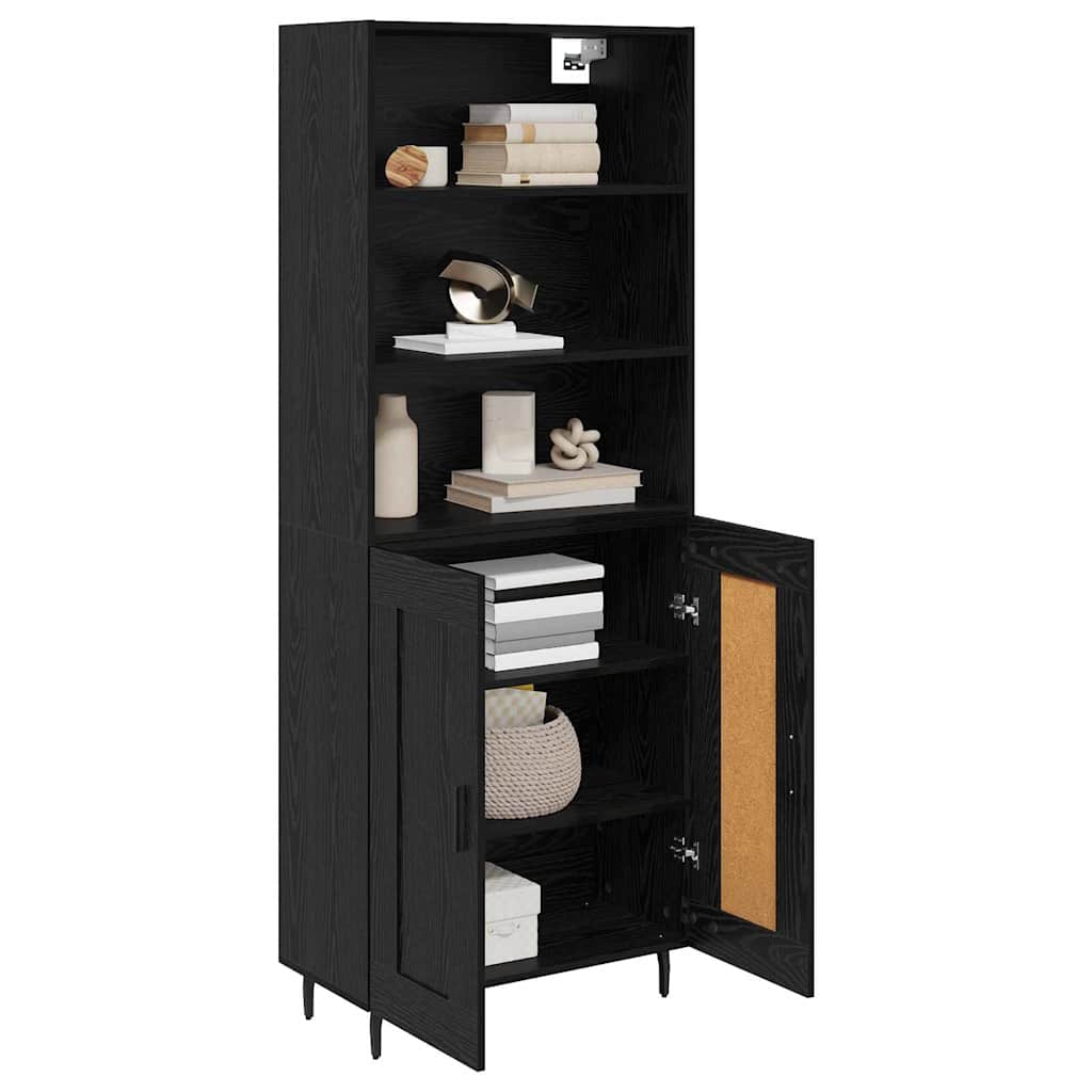 Highboard Μαύρη Οξυά 69,5 x 34 x 180 εκ. Σύνθετο Ξύλο και Γυαλί