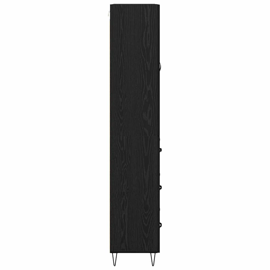 Highboard με συρτάρι 2 pcs Μαύρη Οξυά Μηχανική ξυλεία και γυαλί
