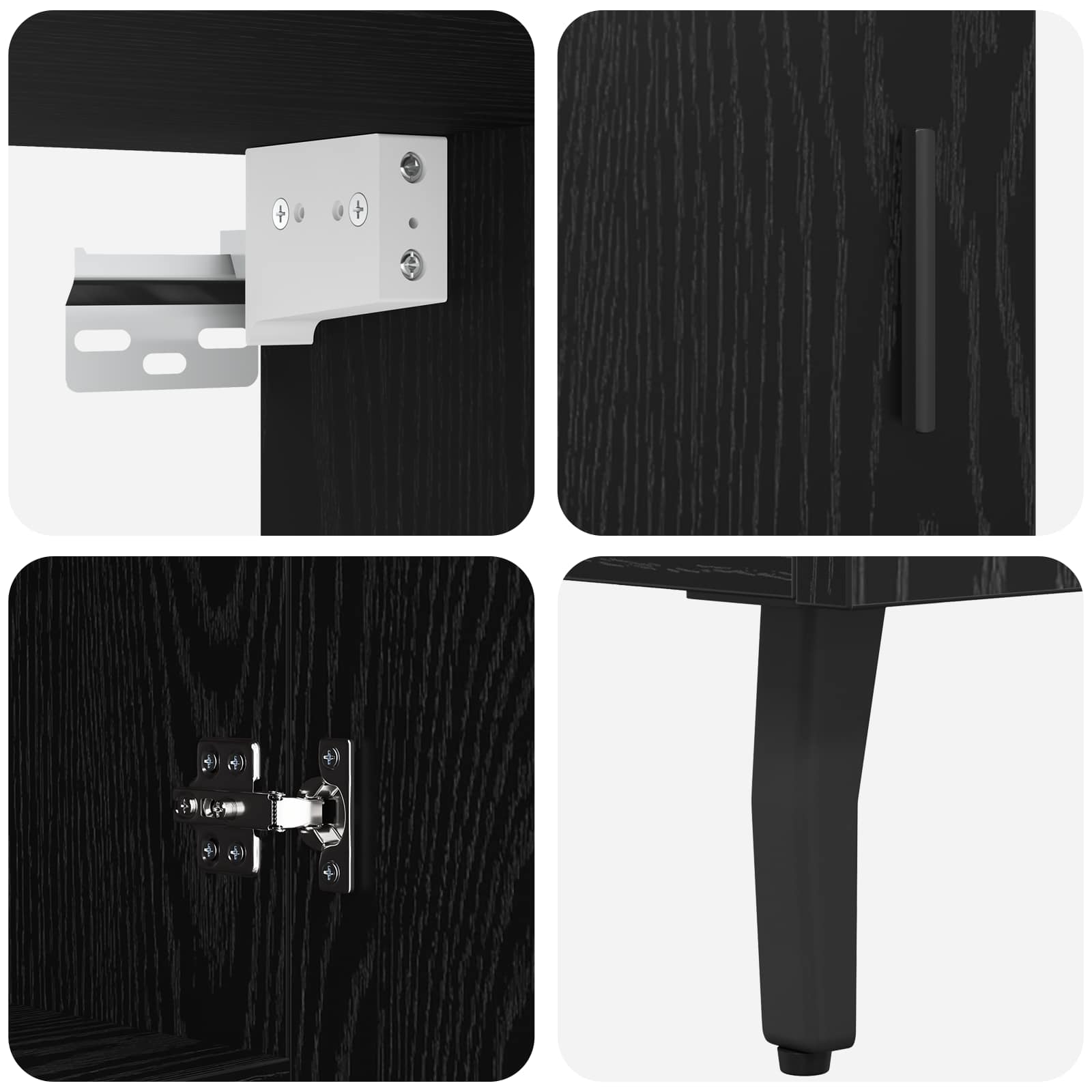 Highboard 2 pcs Μαύρη Οξυά Επεξεργασμένο ξύλο - Pakobazaar