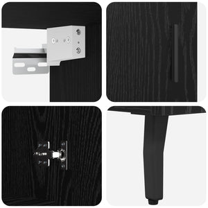 Highboard 2 pcs Μαύρη Οξυά Επεξεργασμένο ξύλο - Pakobazaar