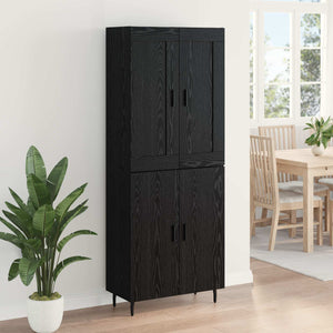 Highboard 2 pcs Μαύρη Οξυά Επεξεργασμένο ξύλο - Pakobazaar