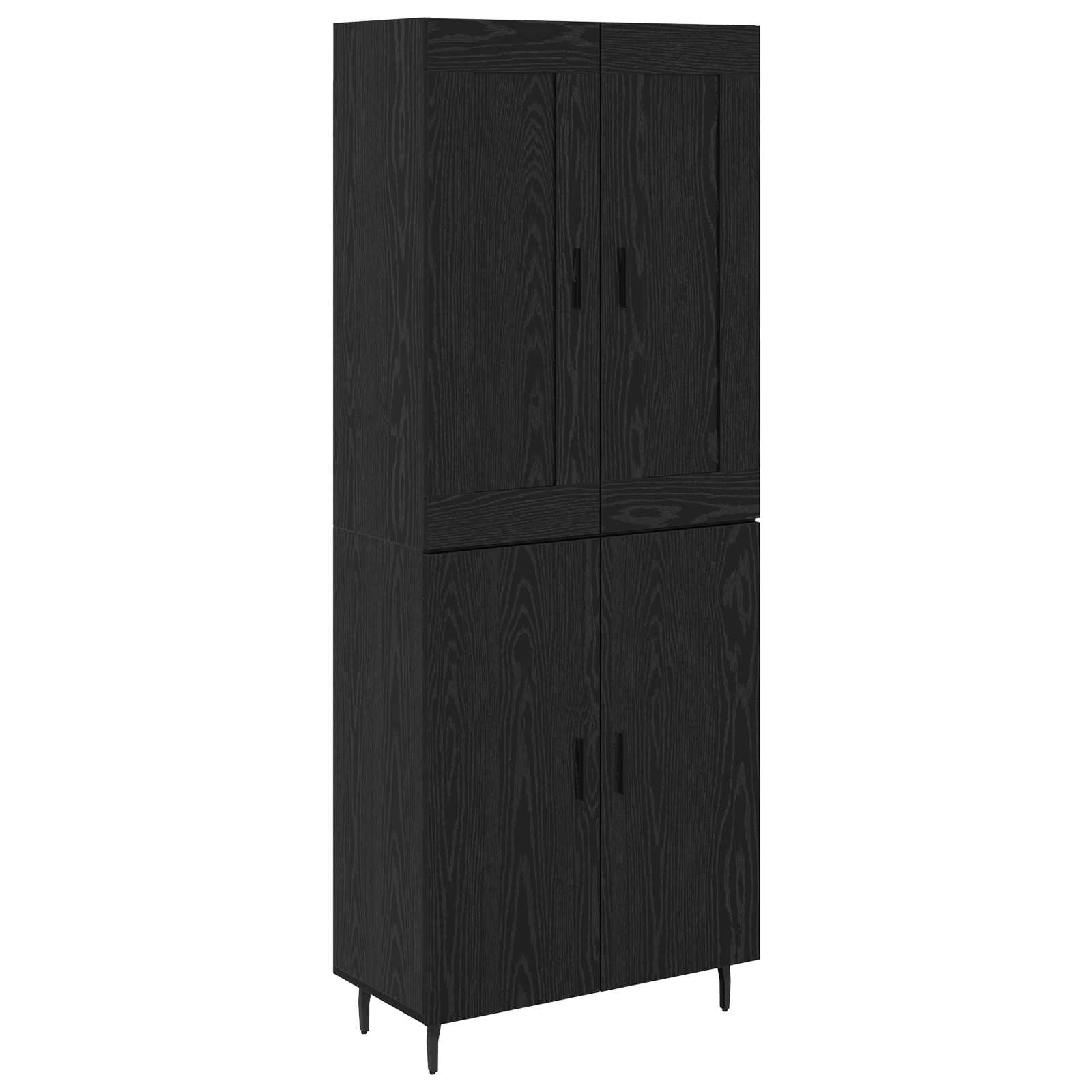 Highboard 2 pcs Μαύρη Οξυά Επεξεργασμένο ξύλο - Pakobazaar