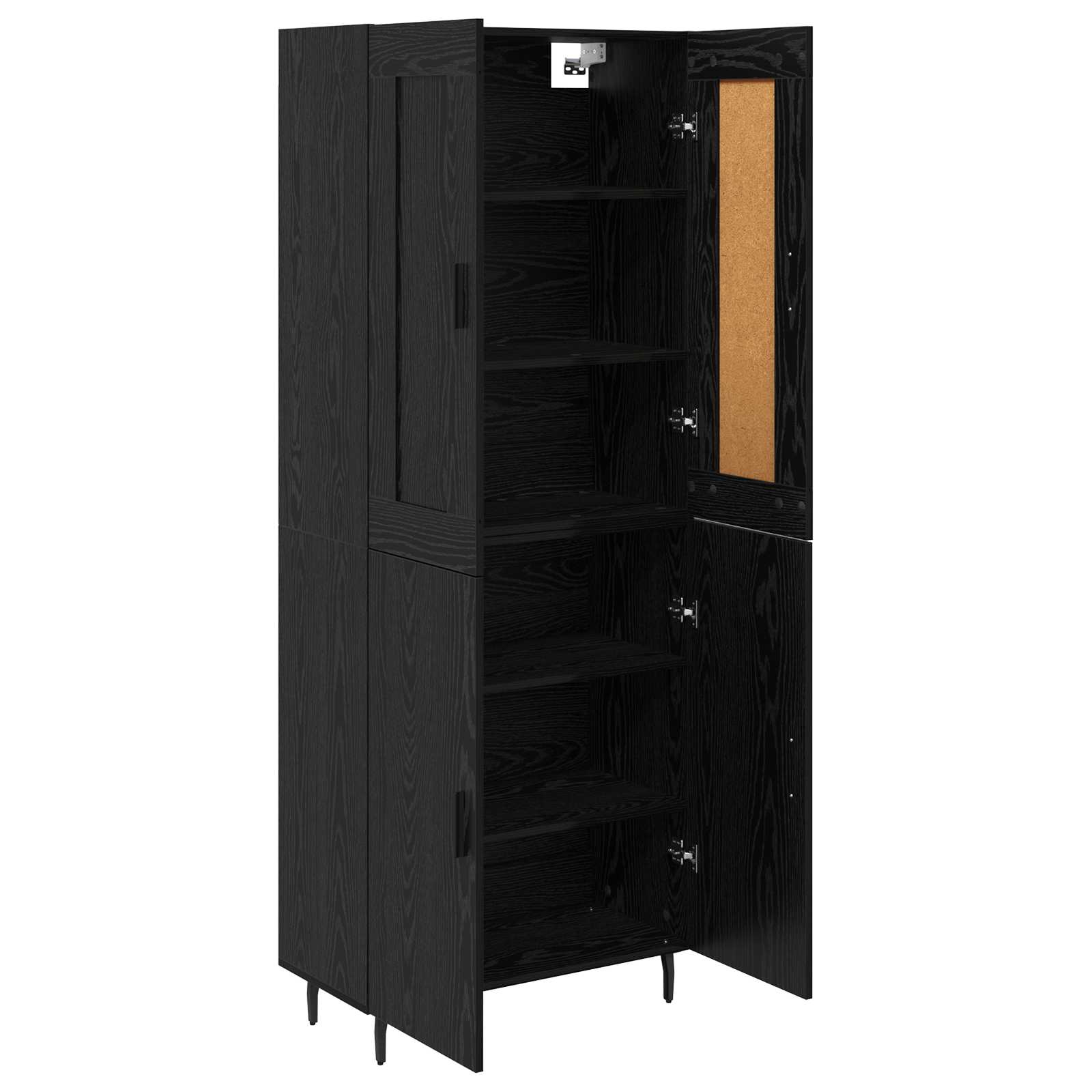 Highboard 2 pcs Μαύρη Οξυά Επεξεργασμένο ξύλο - Pakobazaar