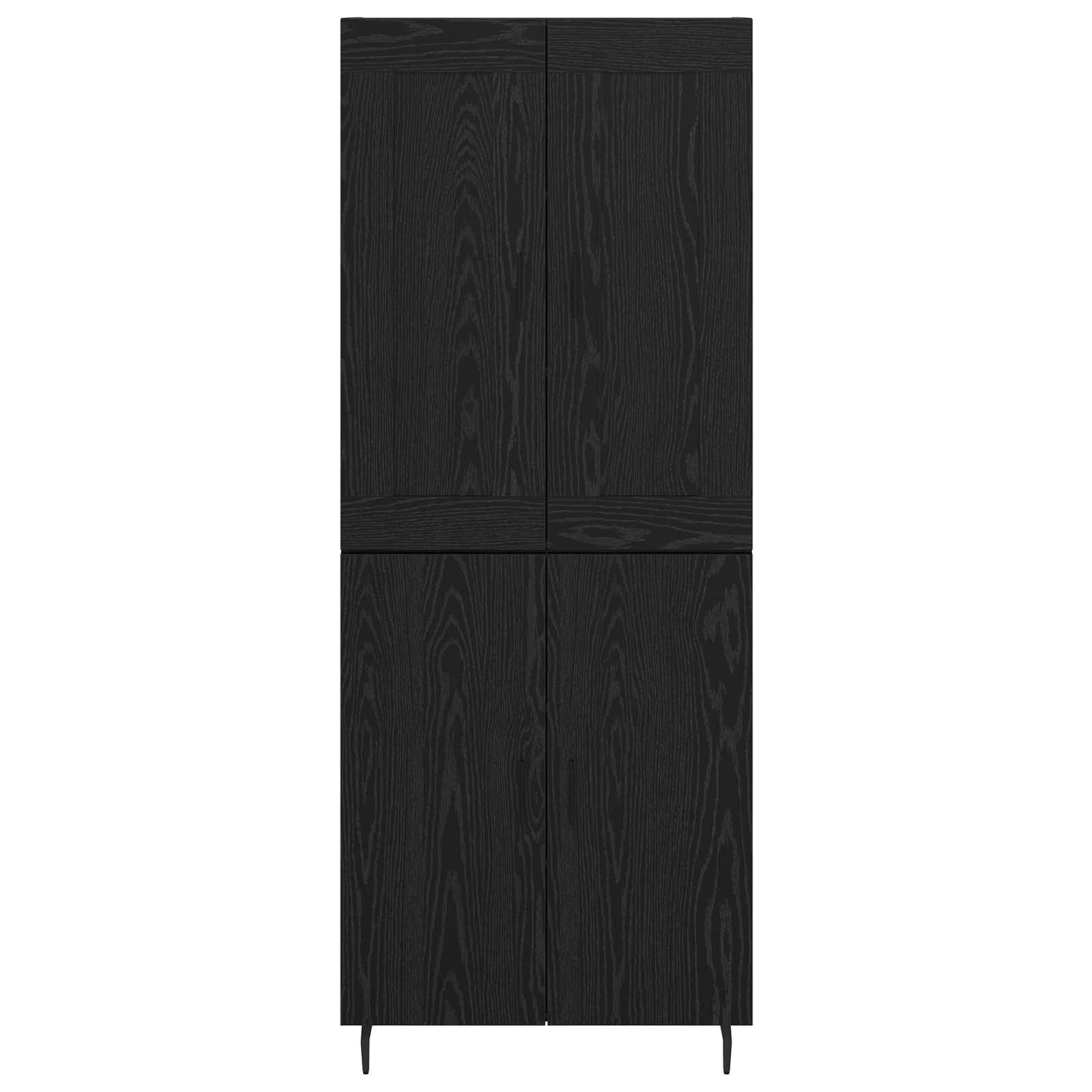 Highboard 2 pcs Μαύρη Οξυά Επεξεργασμένο ξύλο - Pakobazaar