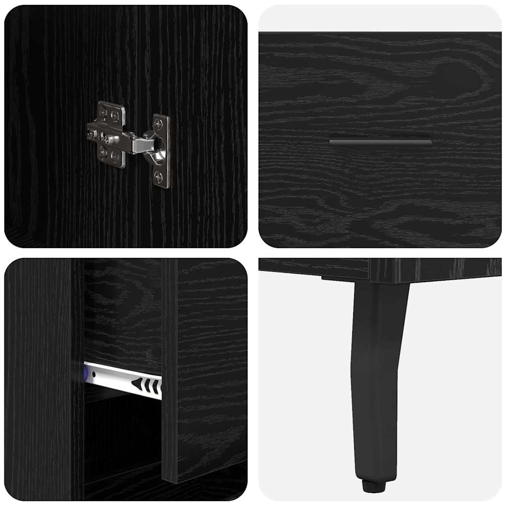 Highboard Μαύρη Οξυά 34,5 x 34 x 180 εκ. Επεξεργασμένο ξύλο