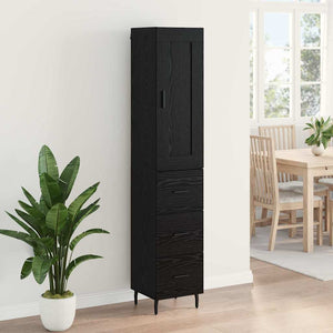 Highboard Μαύρη Οξυά 34,5 x 34 x 180 εκ. Επεξεργασμένο Ξύλο