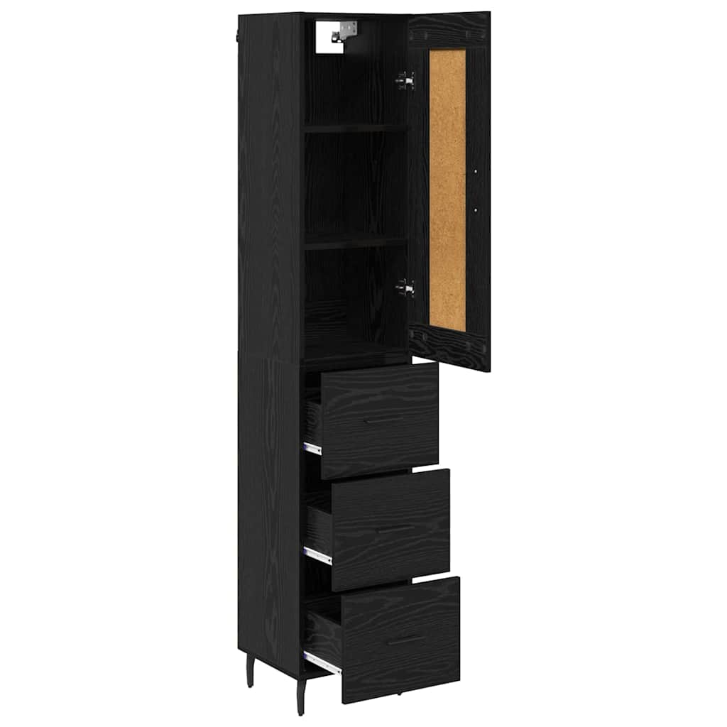 Highboard Μαύρη Οξυά 34,5 x 34 x 180 εκ. Επεξεργασμένο ξύλο